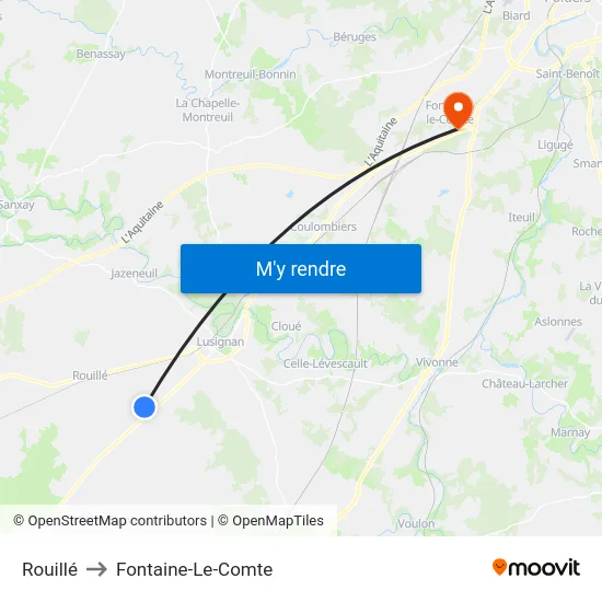 Rouillé to Fontaine-Le-Comte map