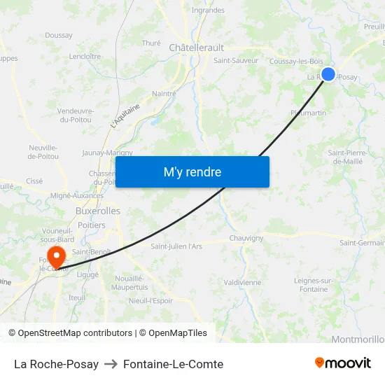 La Roche-Posay to Fontaine-Le-Comte map