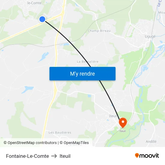 Fontaine-Le-Comte to Iteuil map