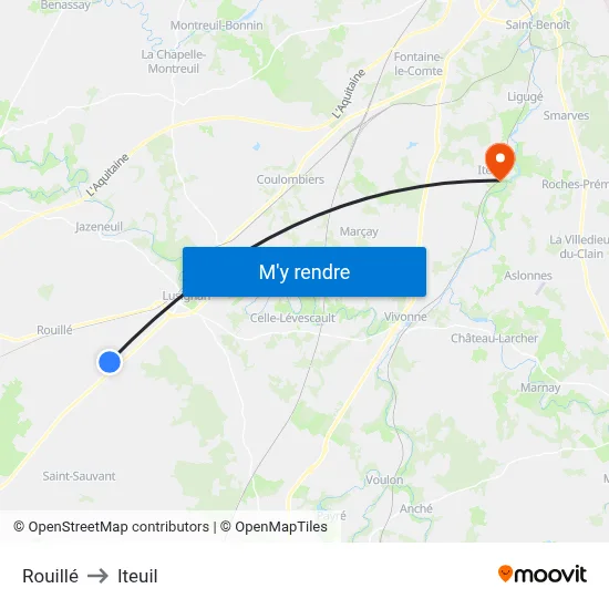 Rouillé to Iteuil map