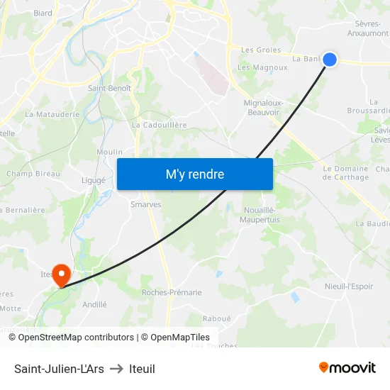 Saint-Julien-L'Ars to Iteuil map