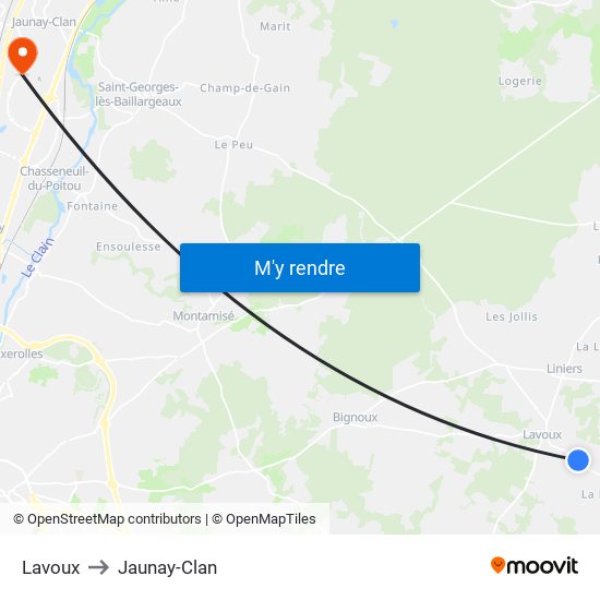 Lavoux to Jaunay-Clan map