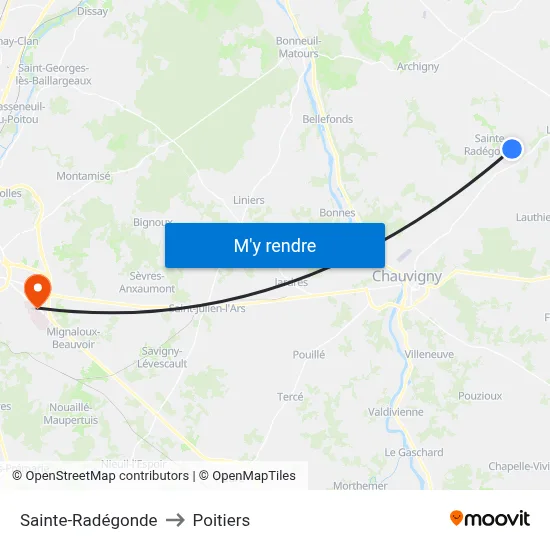 Sainte-Radégonde to Poitiers map