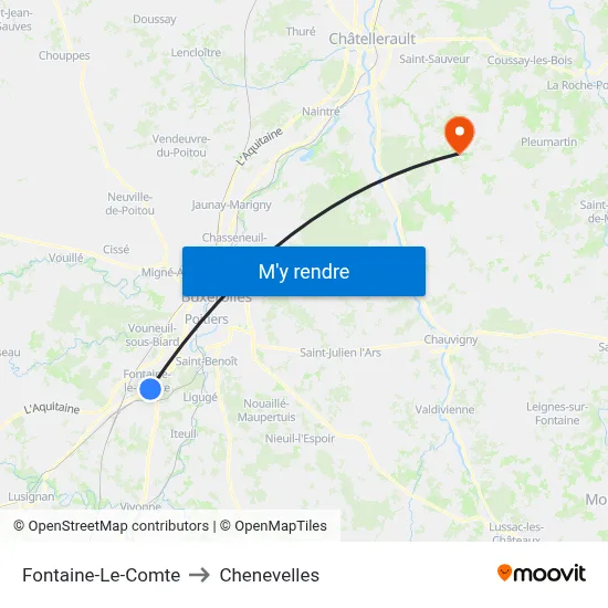 Fontaine-Le-Comte to Chenevelles map