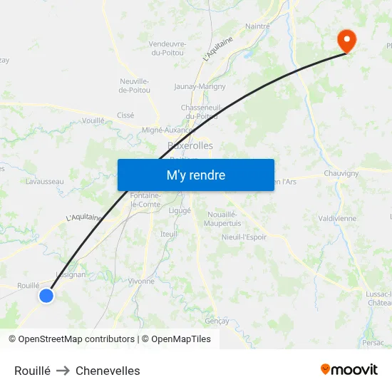 Rouillé to Chenevelles map