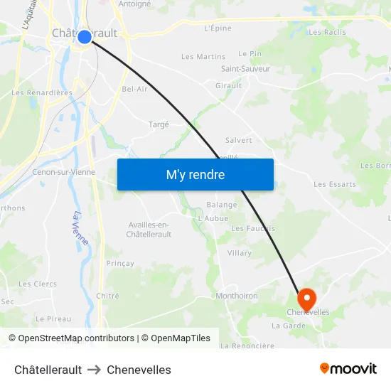 Châtellerault to Chenevelles map