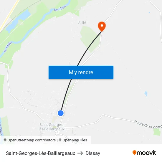 Saint-Georges-Lès-Baillargeaux to Dissay map