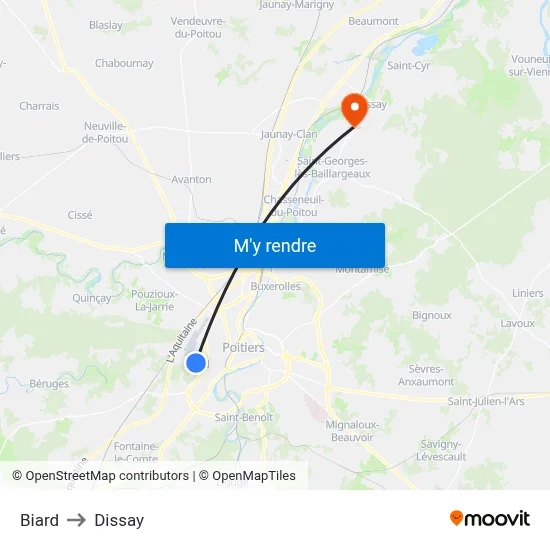 Biard to Dissay map