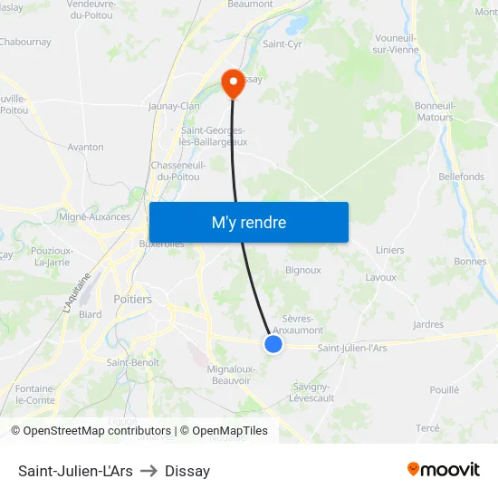 Saint-Julien-L'Ars to Dissay map