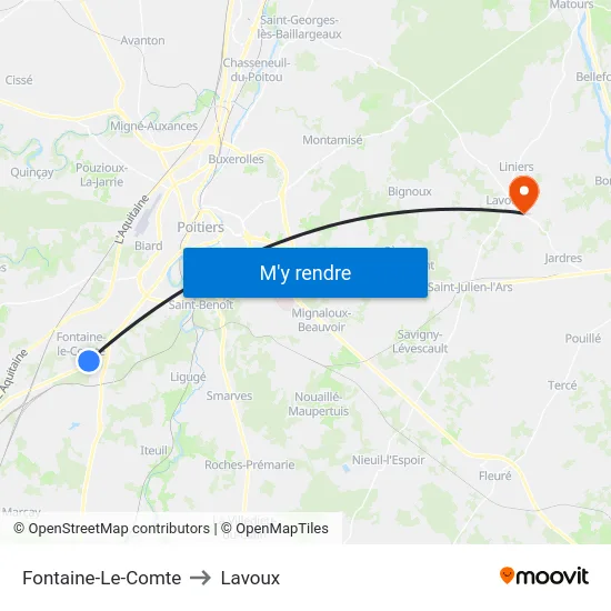 Fontaine-Le-Comte to Lavoux map