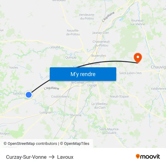 Curzay-Sur-Vonne to Lavoux map