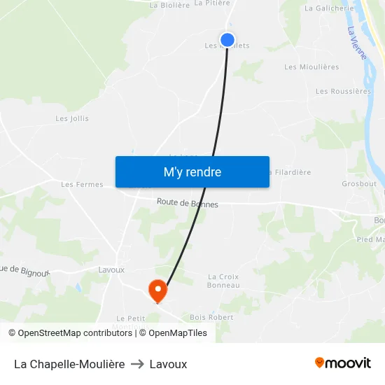 La Chapelle-Moulière to Lavoux map