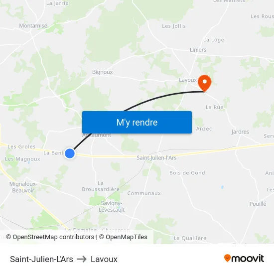 Saint-Julien-L'Ars to Lavoux map
