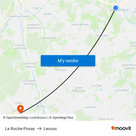 La Roche-Posay to Lavoux map
