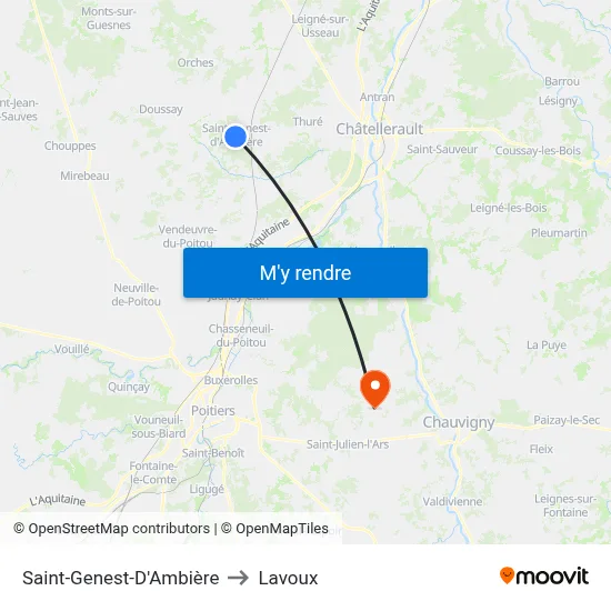 Saint-Genest-D'Ambière to Lavoux map