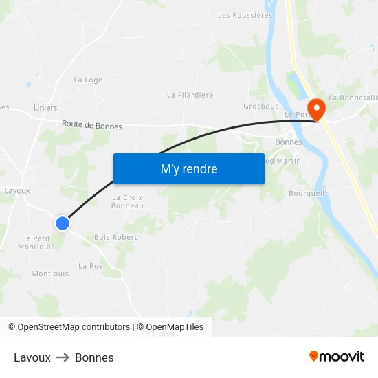 Lavoux to Bonnes map