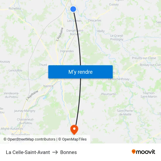 La Celle-Saint-Avant to Bonnes map