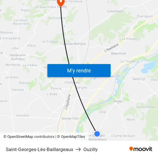 Saint-Georges-Lès-Baillargeaux to Ouzilly map