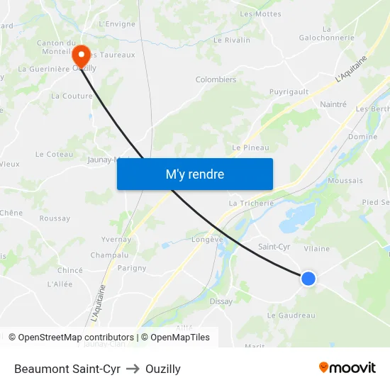Beaumont Saint-Cyr to Ouzilly map