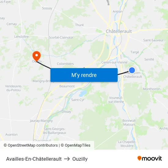 Availles-En-Châtellerault to Ouzilly map