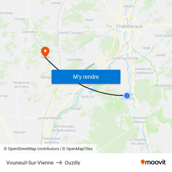 Vouneuil-Sur-Vienne to Ouzilly map