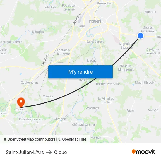 Saint-Julien-L'Ars to Cloué map