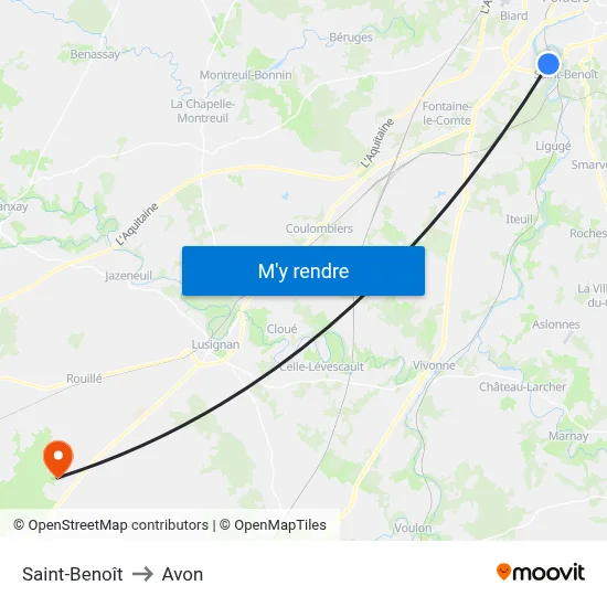 Saint-Benoît to Avon map