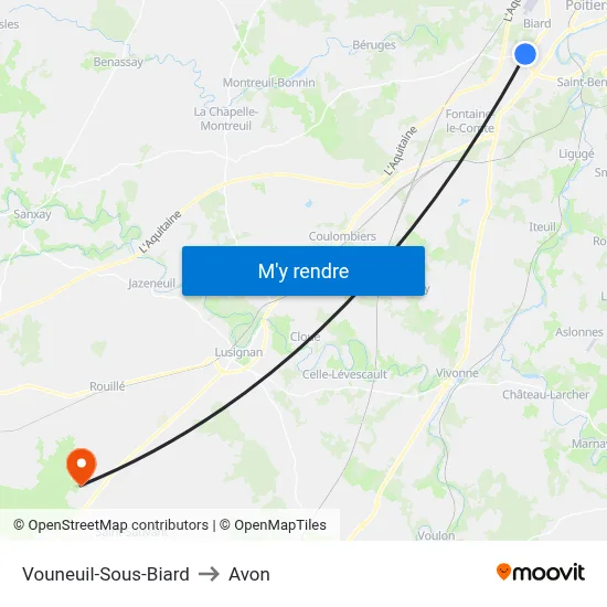 Vouneuil-Sous-Biard to Avon map