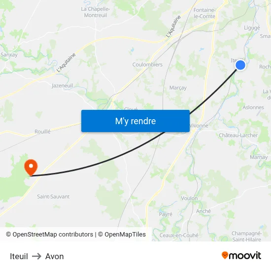 Iteuil to Avon map