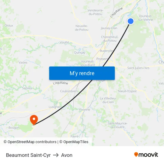 Beaumont Saint-Cyr to Avon map