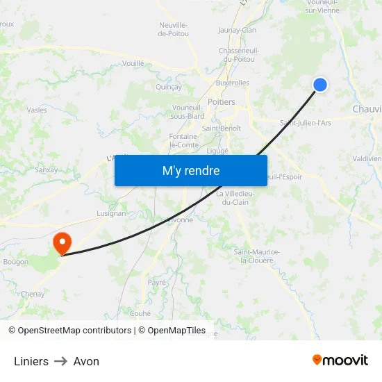 Liniers to Avon map