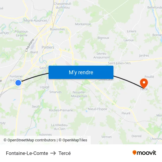 Fontaine-Le-Comte to Tercé map