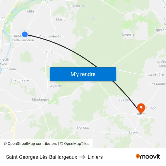 Saint-Georges-Lès-Baillargeaux to Liniers map