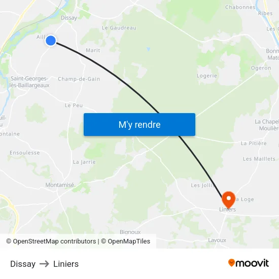Dissay to Liniers map