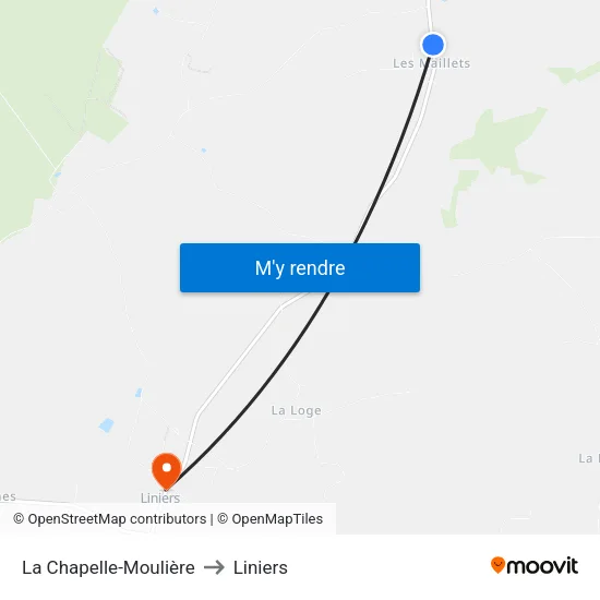 La Chapelle-Moulière to Liniers map