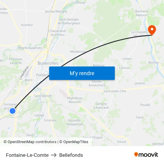 Fontaine-Le-Comte to Bellefonds map