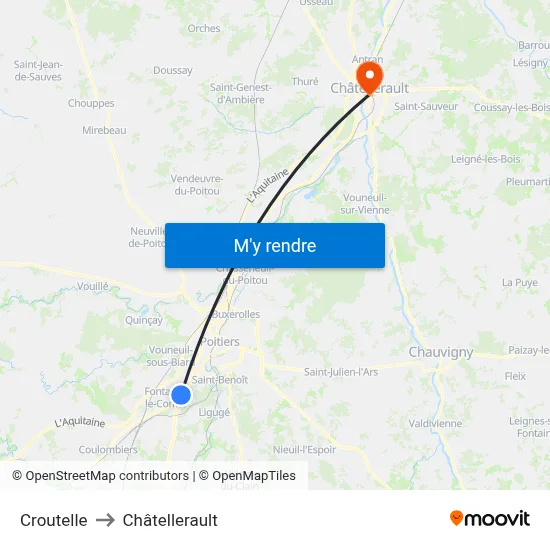 Croutelle to Châtellerault map