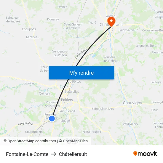 Fontaine-Le-Comte to Châtellerault map