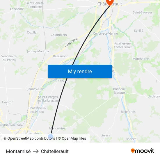 Montamisé to Châtellerault map