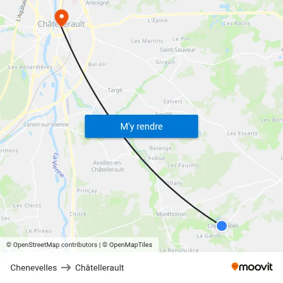 Chenevelles to Châtellerault map