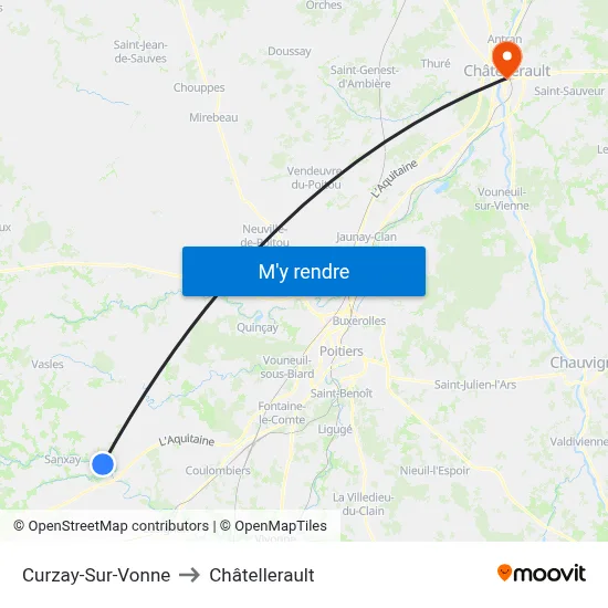 Curzay-Sur-Vonne to Châtellerault map