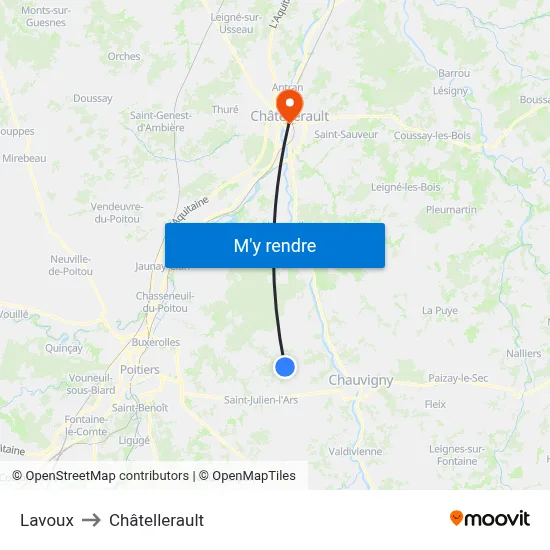 Lavoux to Châtellerault map