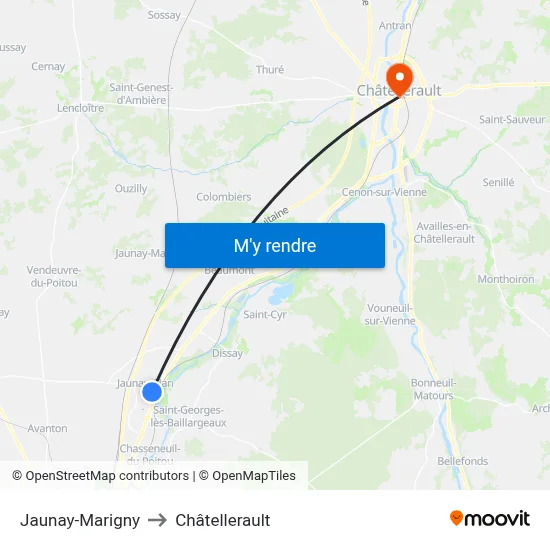 Jaunay-Marigny to Châtellerault map