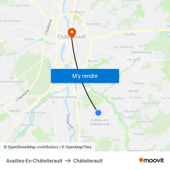 Availles-En-Châtellerault to Châtellerault map