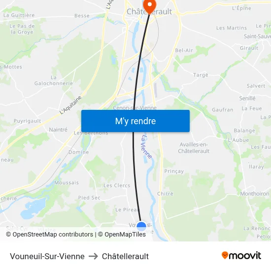 Vouneuil-Sur-Vienne to Châtellerault map