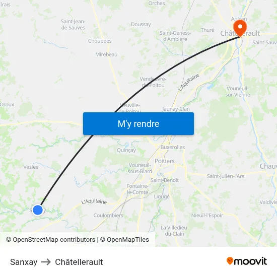 Sanxay to Châtellerault map