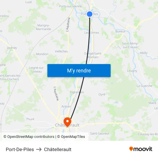 Port-De-Piles to Châtellerault map