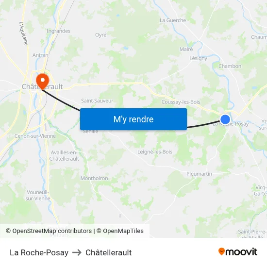 La Roche-Posay to Châtellerault map