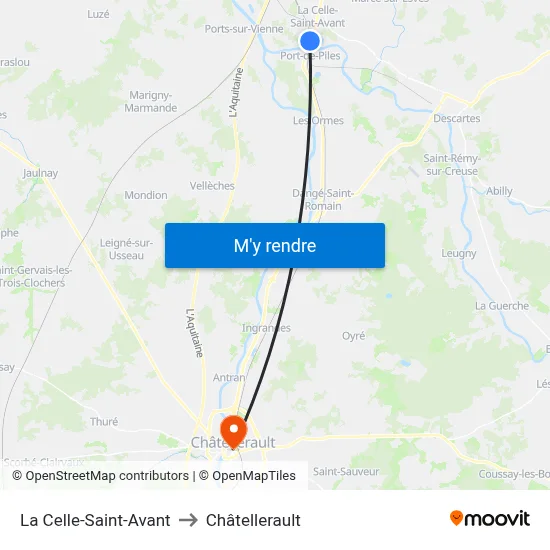 La Celle-Saint-Avant to Châtellerault map
