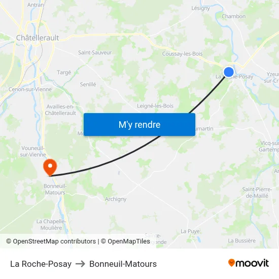 La Roche-Posay to Bonneuil-Matours map
